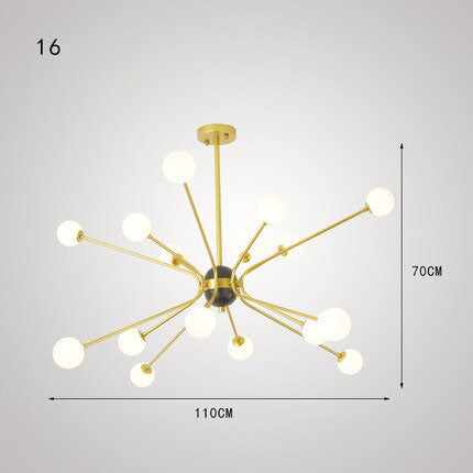 Lustre design doré avec plusieurs branches American - vue 8 sur 7
