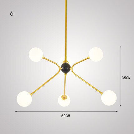 Lustre design doré avec plusieurs branches American - vue 6 sur 7