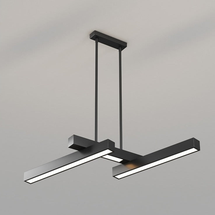 Lustre design LED en forme de Z métallique et noir Yeray - vue 8 sur 8