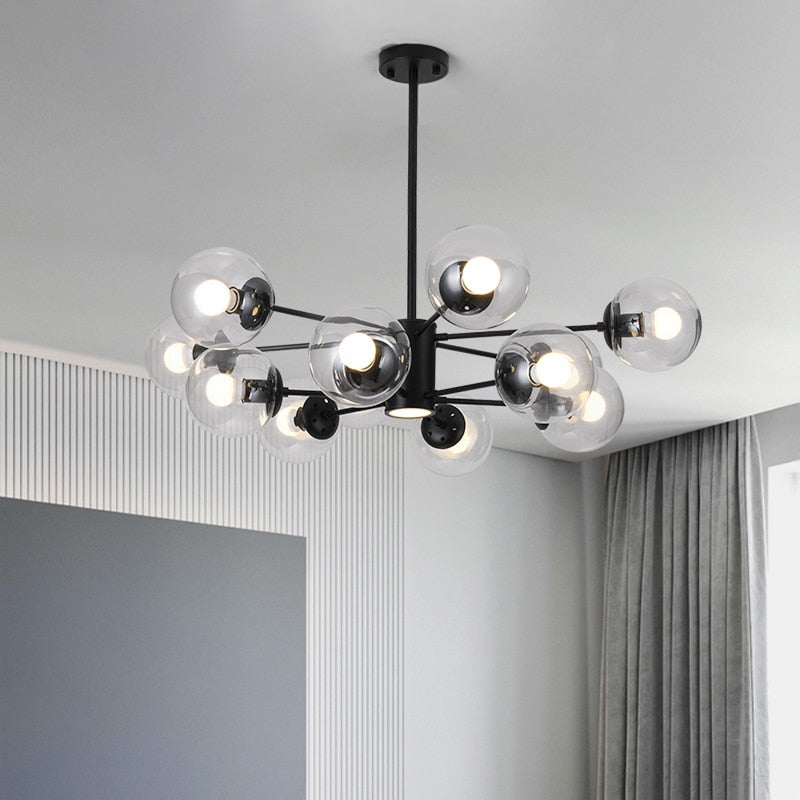 Lustre à bras et boules de verre Modern - vue 5 sur 10