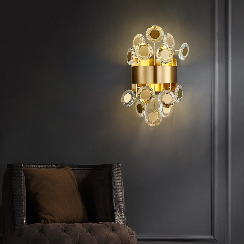Applique murale moderne LED avec détails ronds et dorés Uma - vue 3 sur 8