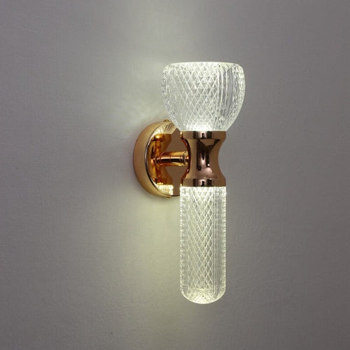 Applique murale moderne LED en verre et détails dorés Ursa