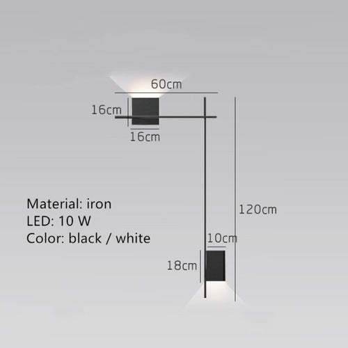 Applique murale design LED carré ou en L métallique Zia