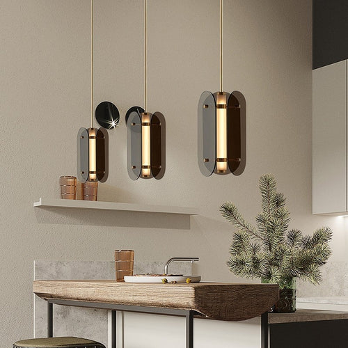 Suspension moderne avec abat-jour en verre teinté Rahki