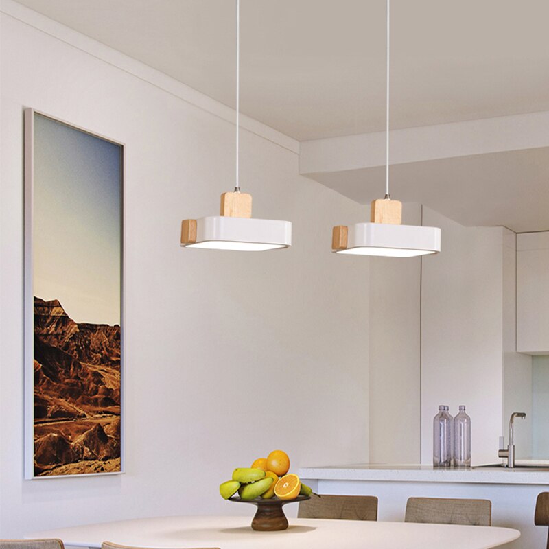Suspension scandinave LED avec abat-jour en bois Ainhara - vue 2 sur 6