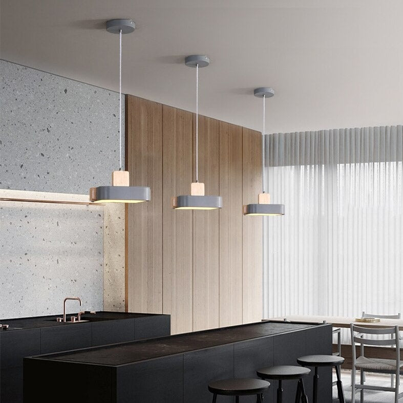 Suspension scandinave LED avec abat-jour en bois Ainhara - vue 3 sur 6