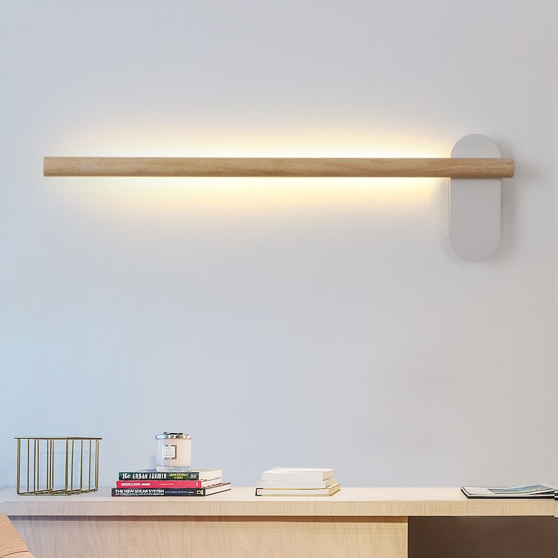 Applique murale scandinave LED rectangulaire en bois Amane - vue 2 sur 9