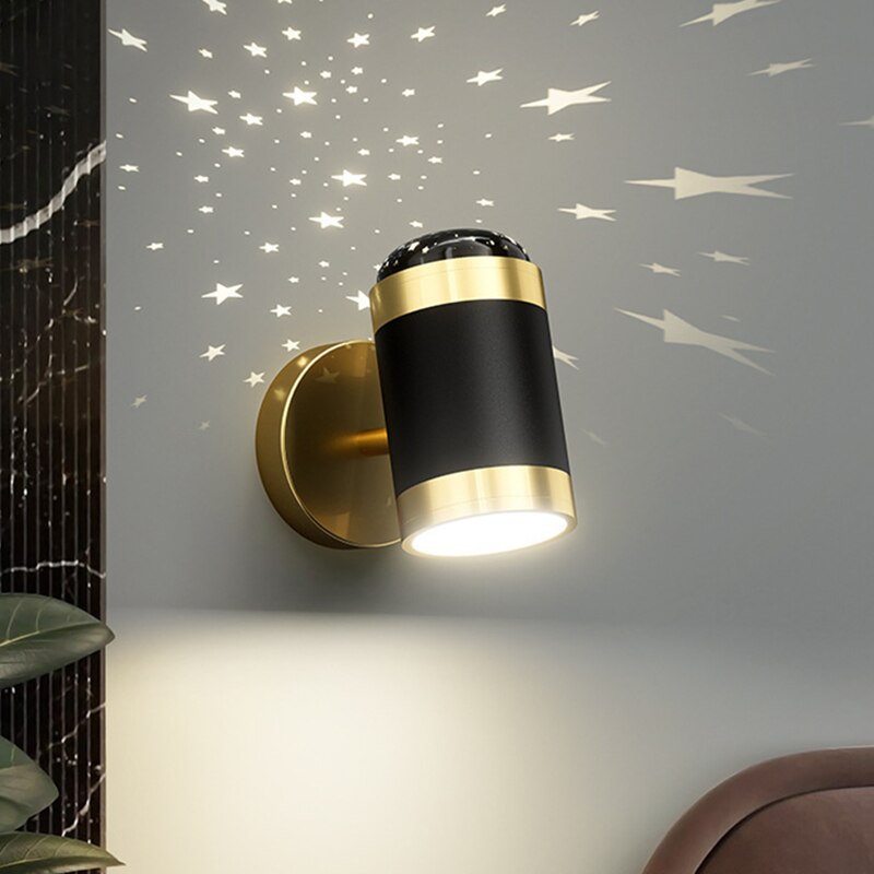 Applique murale moderne cylindrique noir et doré Benie - vue 4 sur 7