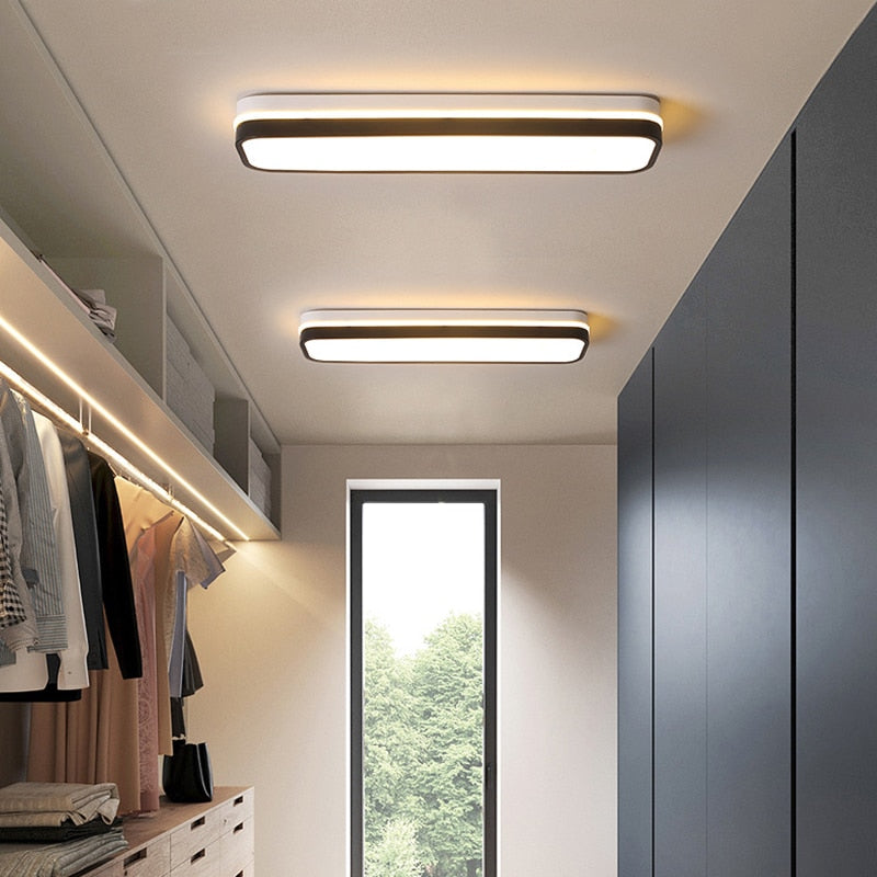 Plafonnier moderne LED forme géométrique blanc et noir Chelsea - vue 7 sur 12