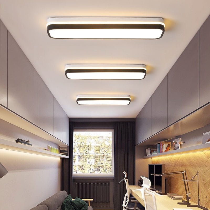 Plafonnier moderne LED forme géométrique blanc et noir Chelsea - vue 9 sur 12