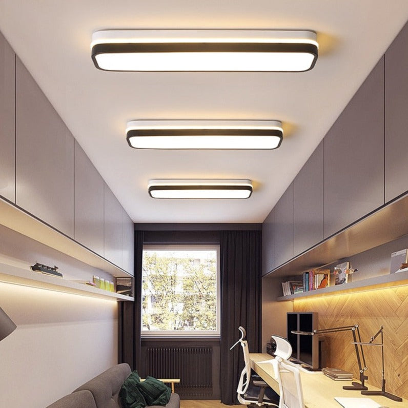 Plafonnier moderne LED forme géométrique blanc et noir Chelsea - vue 5 sur 12