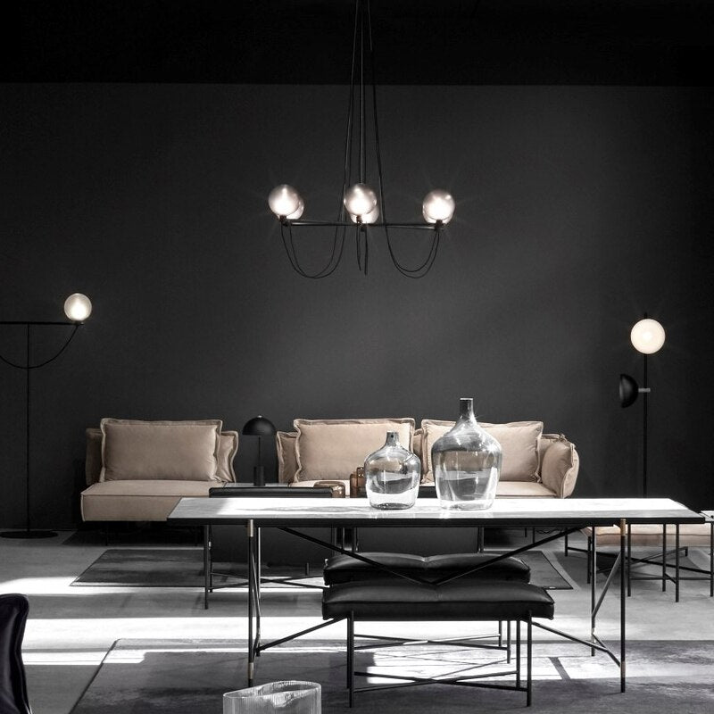 Lustre moderne avec globes en verre gris fumé Lujan - vue 5 sur 6