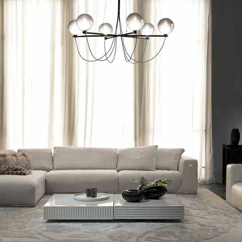 Lustre moderne avec globes en verre gris fumé Lujan - vue 7 sur 6