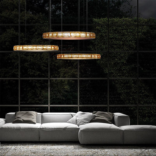 Lustre moderne LED style bague avec diamants en cristal Martis