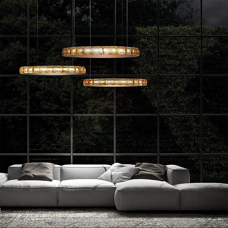 Lustre moderne LED style bague avec diamants en cristal Martis - vue 4 sur 11