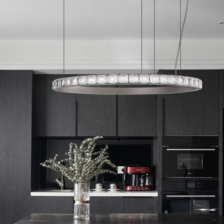 Lustre moderne LED style bague avec diamants en cristal Martis - vue 5 sur 11