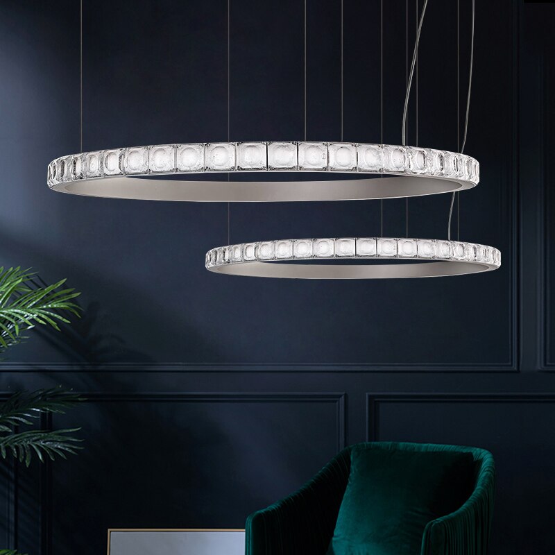 Lustre moderne LED style bague avec diamants en cristal Martis - vue 6 sur 11