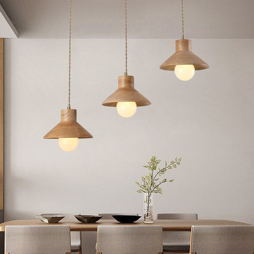 Suspension moderne avec abat-jour en bois Avana