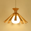Suspension scandinave LED avec abat-jour conique en bois Xander