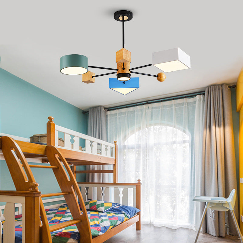 Lustre moderne LED avec abat-jour géométrique coloré Fresia - vue 5 sur 5