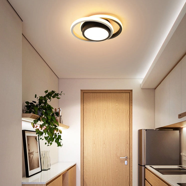 Plafonnier moderne LED anneaux ou rectangles bicolores Denver - vue 3 sur 5