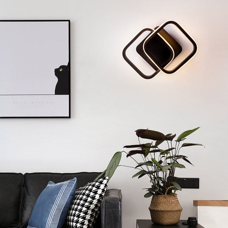 Plafonnier moderne LED avec carrés arrondis croisés Doha - vue 3 sur 5