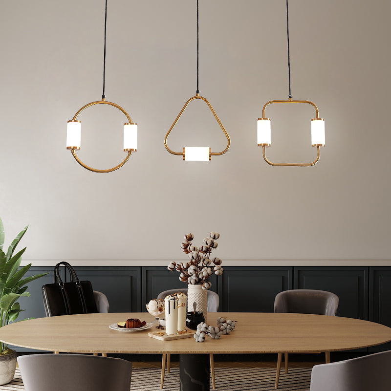 Suspension moderne LED tubes dorés avec forme géométrique Nyla - vue 3 sur 8