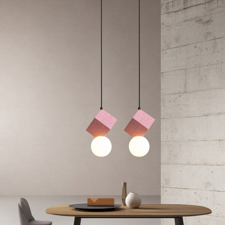 Suspension moderne LED en bloc de résine Wayne - vue 2 sur 8