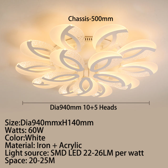 Plafonnier moderne LED en forme de fleur acrylique Jalen