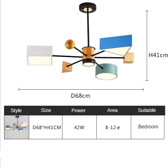 Lustre moderne LED avec abat-jour géométrique coloré Fresia - vue 6 sur 5