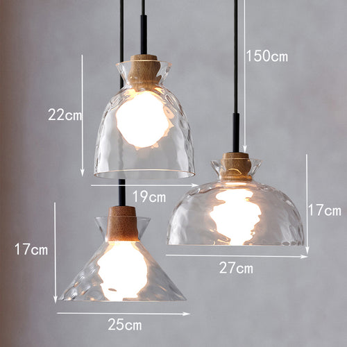 Lustre moderne avec abat-jour en verre Dante