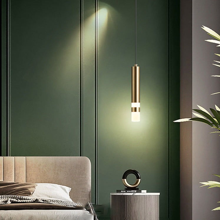 Suspension design LED tube lumineux doré ou noir Amias - vue 5 sur 16