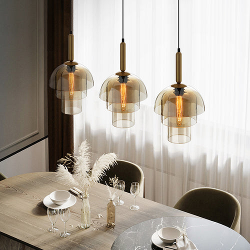 Suspension moderne avec plusieurs dômes en verre Rowan