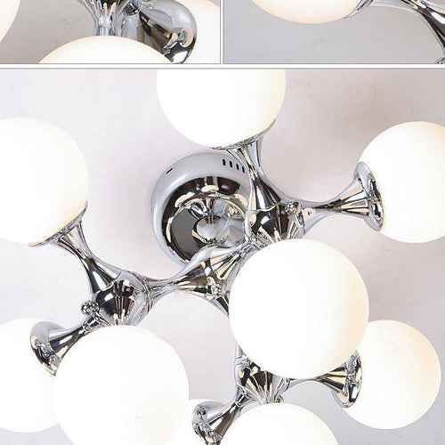 Plafonnier chromé à LED style molécule moderne
