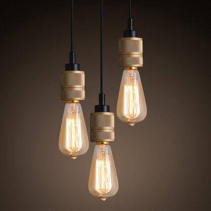 Suspension rétro LED avec ampoules Edison style Coffee - vue 3 sur 6