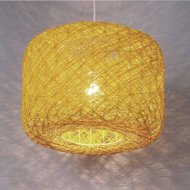 Suspension LED en bambou arrondi coloré Caneword - vue 5 sur 4