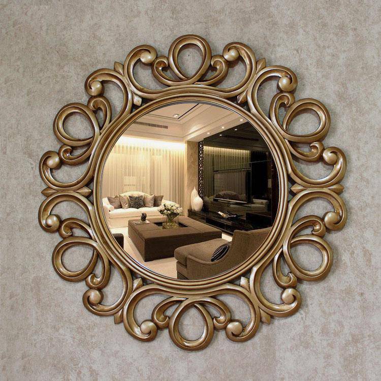 Miroir mural décoratif 63cm rond doré rétro - vue 3 sur 3