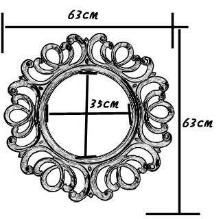 Miroir mural décoratif 63cm rond doré rétro - vue 4 sur 3