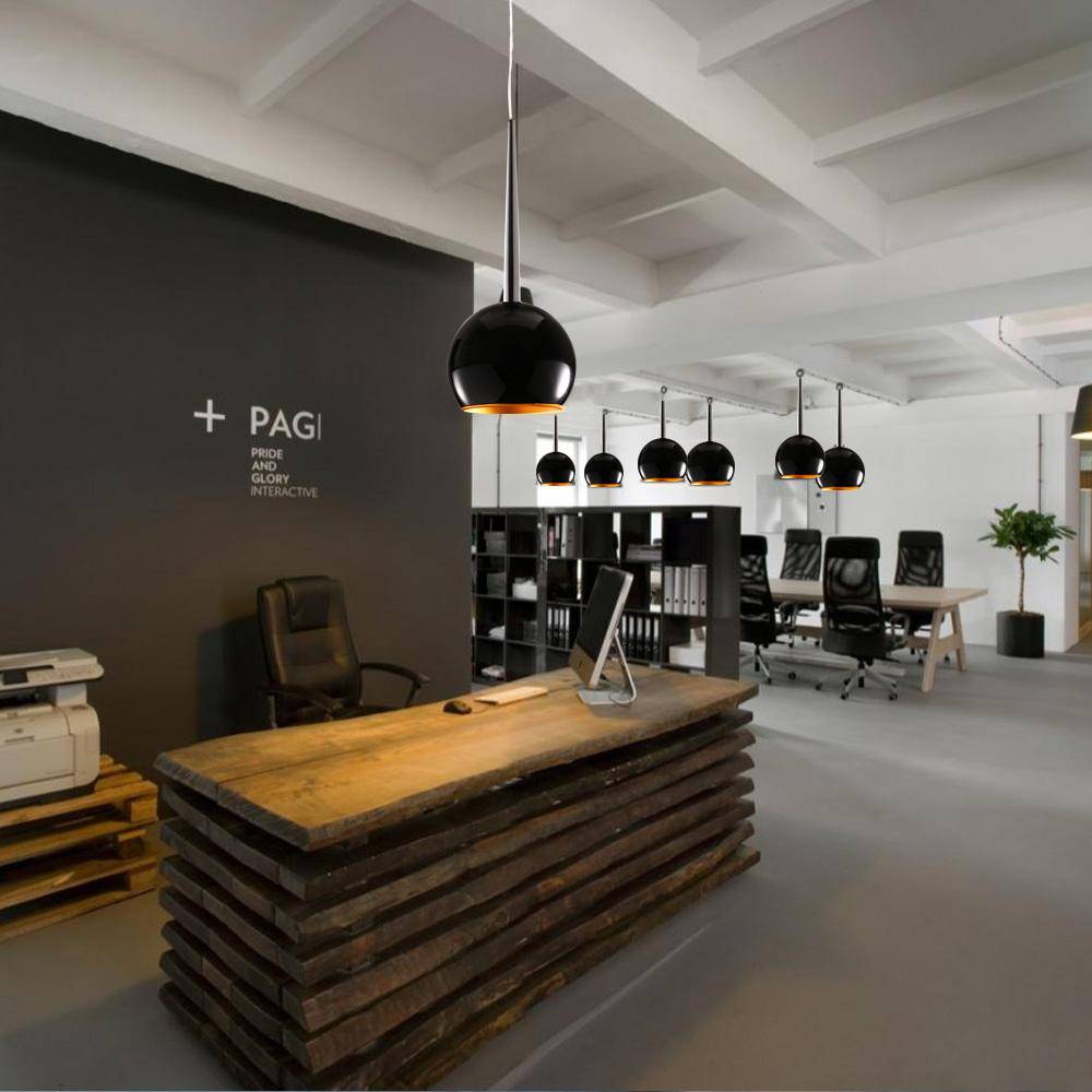 Suspension design LED en boule naquée noire - vue 5 sur 6