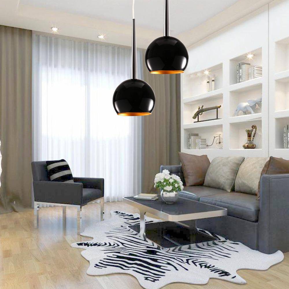 Suspension design LED en boule naquée noire - vue 4 sur 6