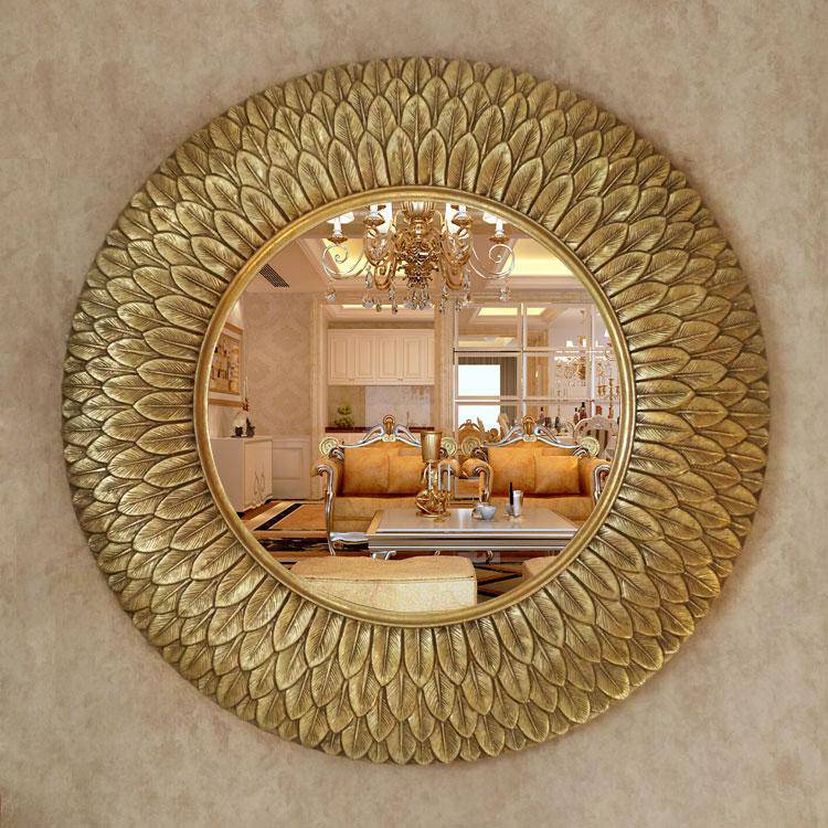 Miroir mural décoratif rond doré 75cm Flowers - vue 5 sur 4