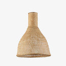 Suspension en rotin LED avec abat-jour arrondi de couleur beige