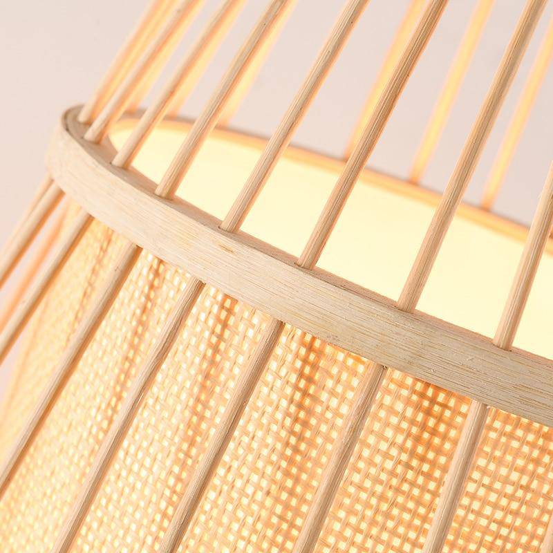 Lampadaire en bois bambou style japonais - vue 5 sur 6