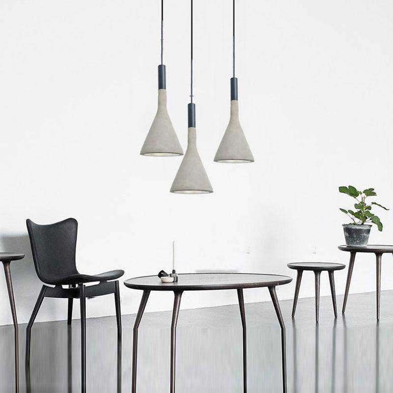 Suspension design LED avec abat-jour conique en ciment - vue 4 sur 9