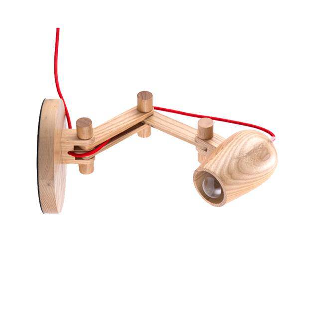 Applique murale LED ajustable en bois avec spot - vue 4 sur 5