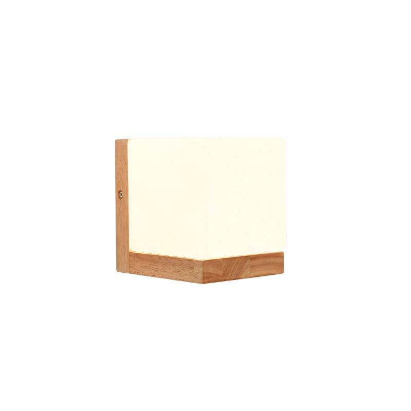Applique murale moderne à LED en forme cubique en bois - vue 6 sur 6