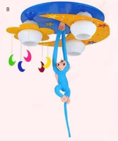 Plafonnier enfant avec singe suspendu (plusieurs couleurs) - vue 4 sur 4