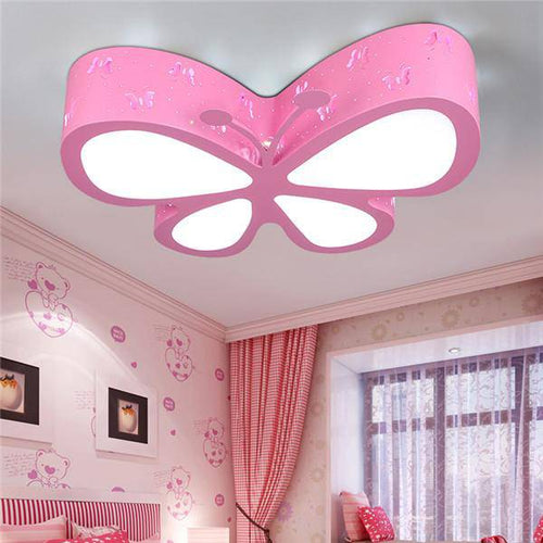 Plafonnier enfant en forme de papillon rose