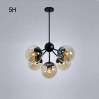 Lustre design noir avec plusieurs branches et verre Livewin