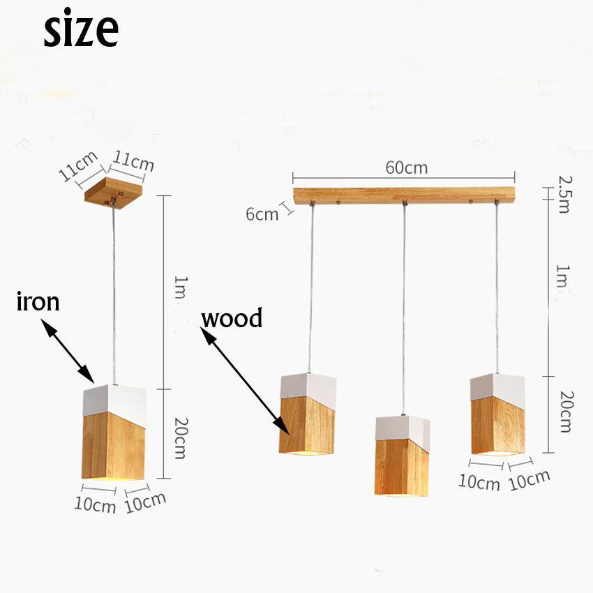Suspension moderne LED en cube de bois design - vue 8 sur 8
